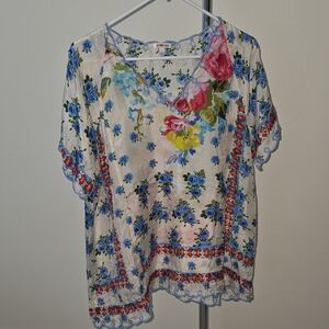 Johnny Was Multicolor Floral Blouse